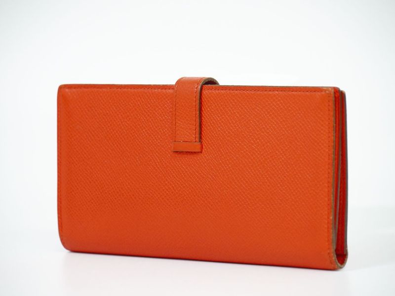 Authentic Hermes Bearn Soufflet Vaux Epsonleather Long Wallet Long Wallet T