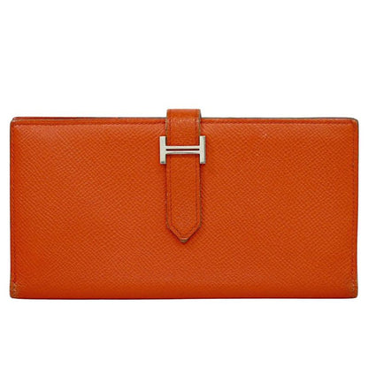 Authentic Hermes Bearn Soufflet Vaux Epsonleather Long Wallet Long Wallet T