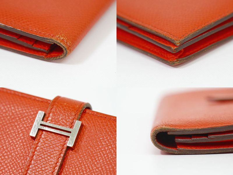 Authentic Hermes Bearn Soufflet Vaux Epsonleather Long Wallet Long Wallet T