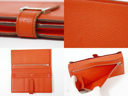 Authentic Hermes Bearn Soufflet Vaux Epsonleather Long Wallet Long Wallet T