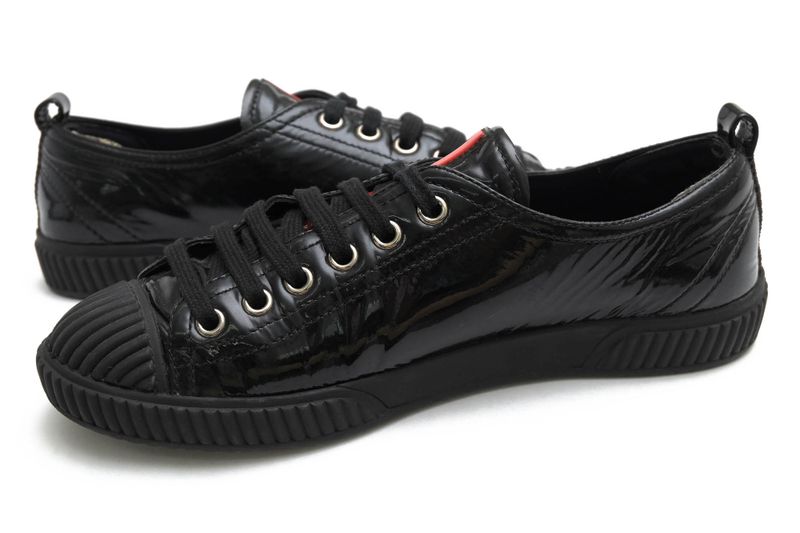 Prada Shoes Sneakers Shoes Low Cut Women Women's Enamel Patent Leather Genuine