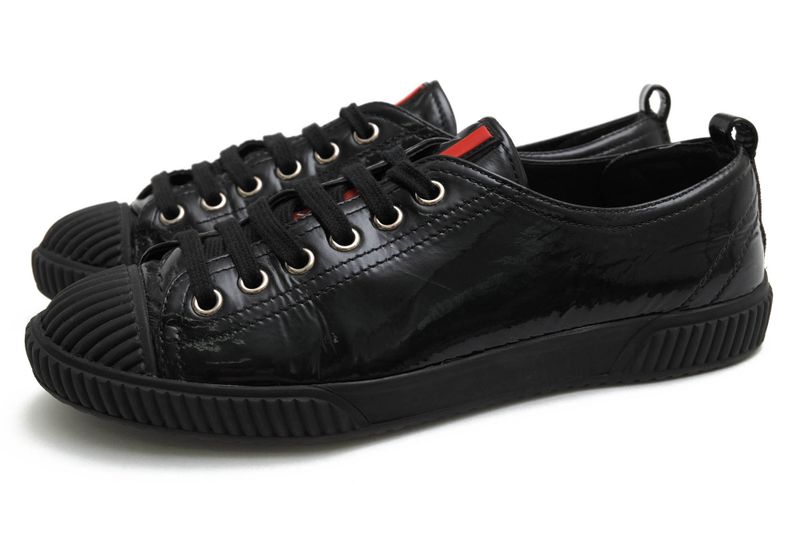 Prada Shoes Sneakers Shoes Low Cut Women Women's Enamel Patent Leather Genuine