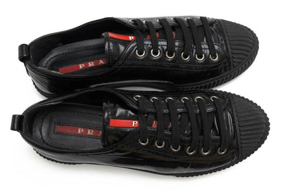 Prada Shoes Sneakers Shoes Low Cut Women Women's Enamel Patent Leather Genuine