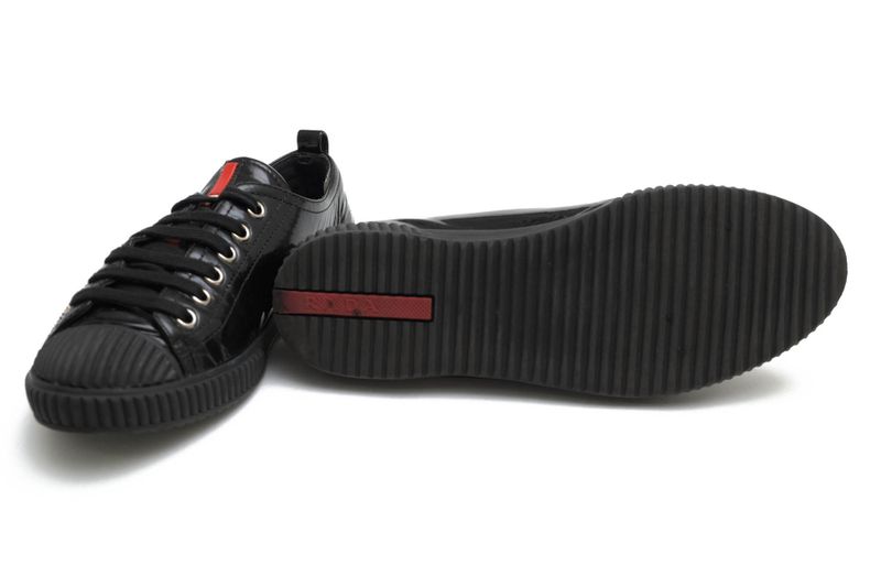 Prada Shoes Sneakers Shoes Low Cut Women Women's Enamel Patent Leather Genuine
