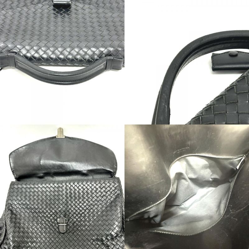Bottega Veneta Business Bag Intrecciato 122139 Leather Black
