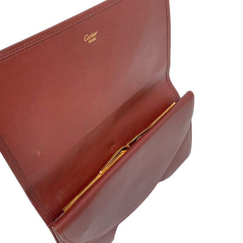 Cartier Long Wallet Must Line Bordeaux Clasp Leather