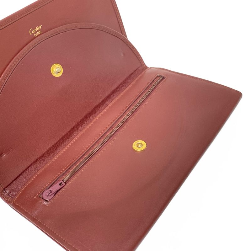 Cartier Long Wallet Must Line Bordeaux Clasp Leather