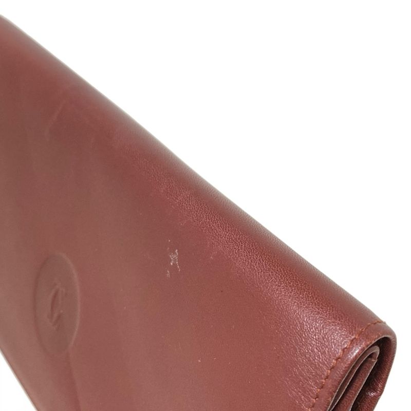 Cartier Long Wallet Must Line Bordeaux Clasp Leather