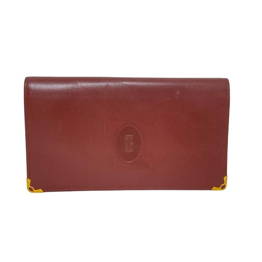Cartier Long Wallet Must Line Bordeaux Clasp Leather