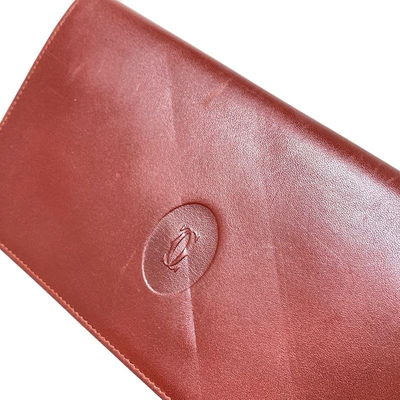 Cartier Long Wallet Must Line Bordeaux Clasp Leather