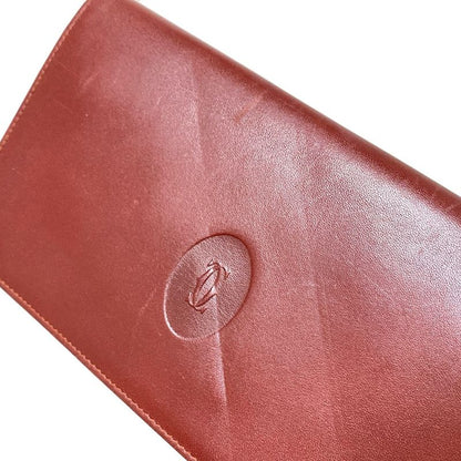 Cartier Long Wallet Must Line Bordeaux Clasp Leather