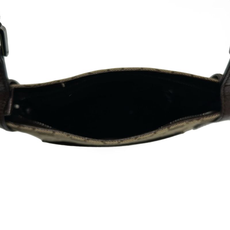 Gucci Shoulder Bag GG Pattern 122793 Beige And Dark Brown Leather