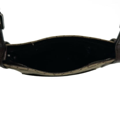 Gucci Shoulder Bag GG Pattern 122793 Beige And Dark Brown Leather