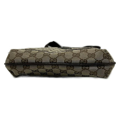 Gucci Shoulder Bag GG Pattern 122793 Beige And Dark Brown Leather