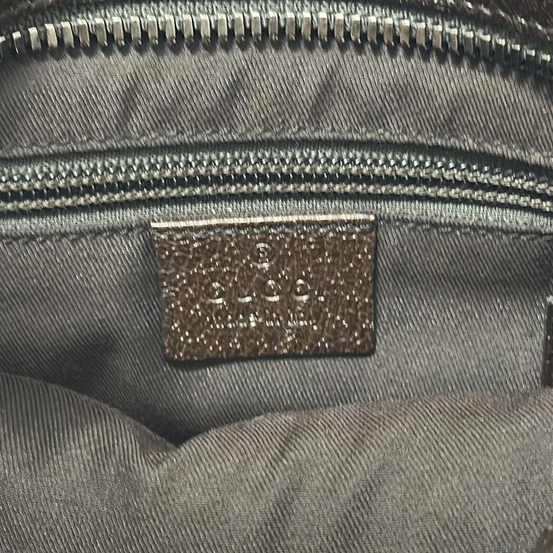 Gucci Shoulder Bag GG Pattern 122793 Beige And Dark Brown Leather