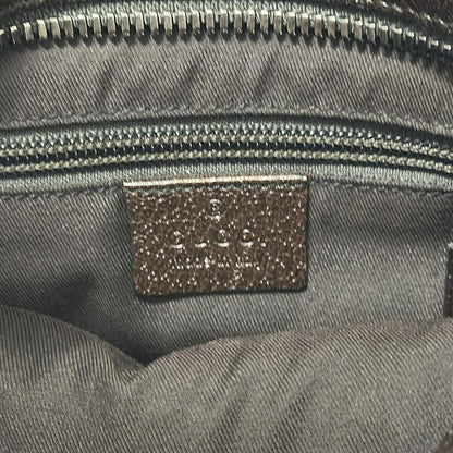 Gucci Shoulder Bag GG Pattern 122793 Beige And Dark Brown Leather