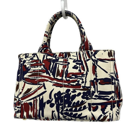 Prada Tote Bag Canapa 1bg155 Ivory X Purple X Red