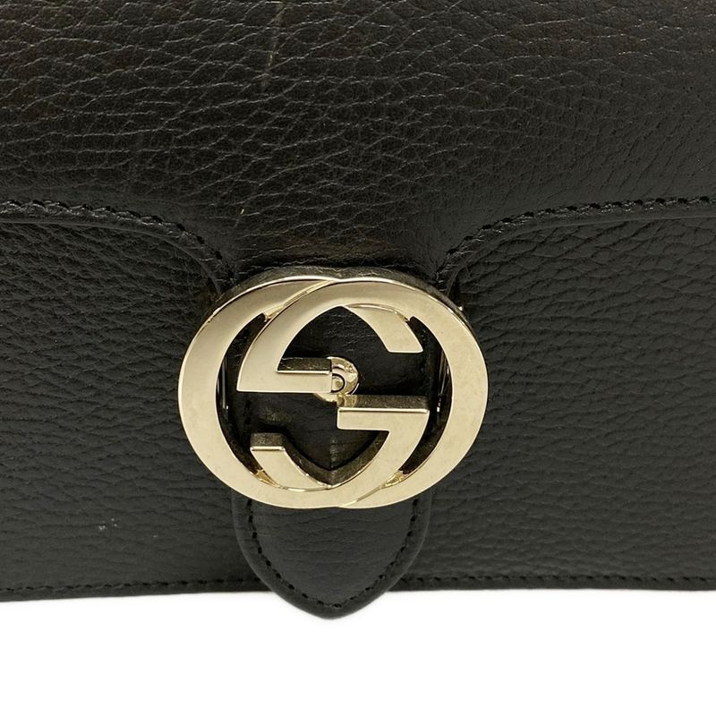 Gucci Shoulder Bag Interlocking G 510304 Black Leather