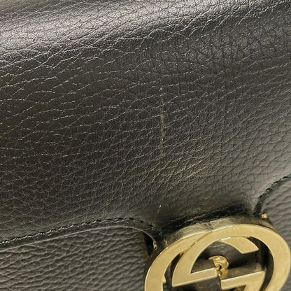Gucci Shoulder Bag Interlocking G 510304 Black Leather