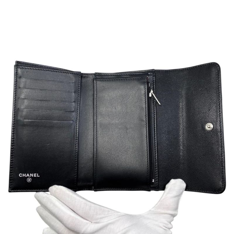 Chanel Trifold Wallet Medium Wallet 2025 Cruise Collection Matelasse Caviar