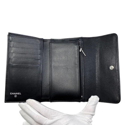 Chanel Trifold Wallet Medium Wallet 2025 Cruise Collection Matelasse Caviar