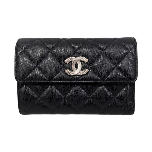 Chanel Trifold Wallet Medium Wallet 2025 Cruise Collection Matelasse Caviar