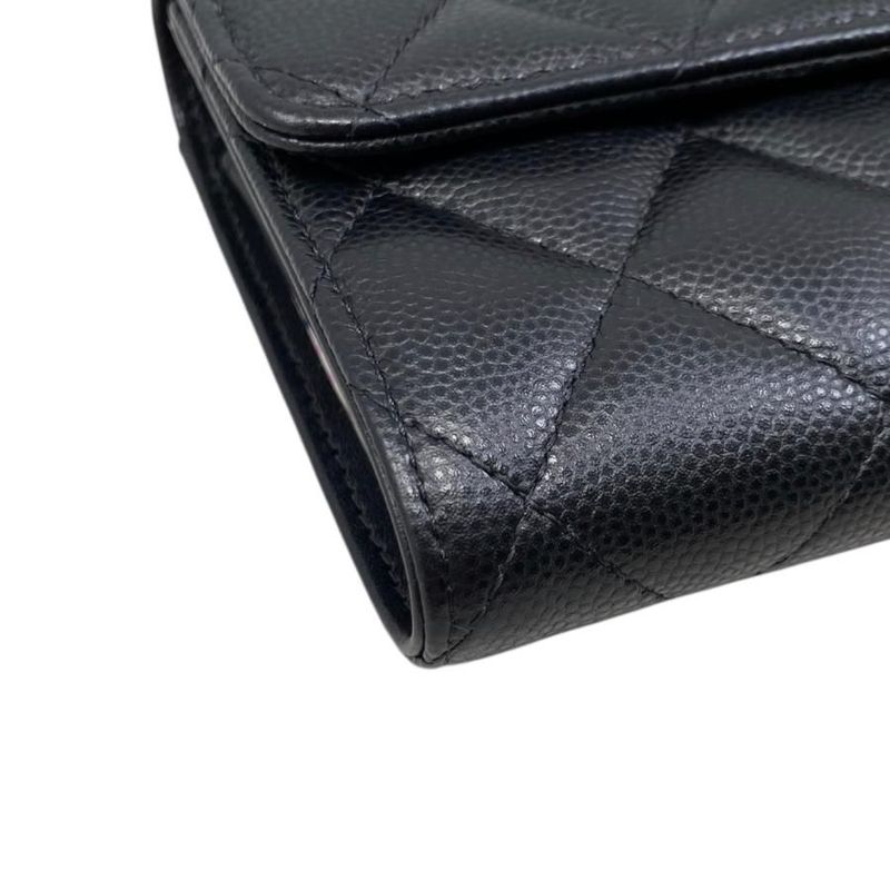 Chanel Trifold Wallet Medium Wallet 2025 Cruise Collection Matelasse Caviar