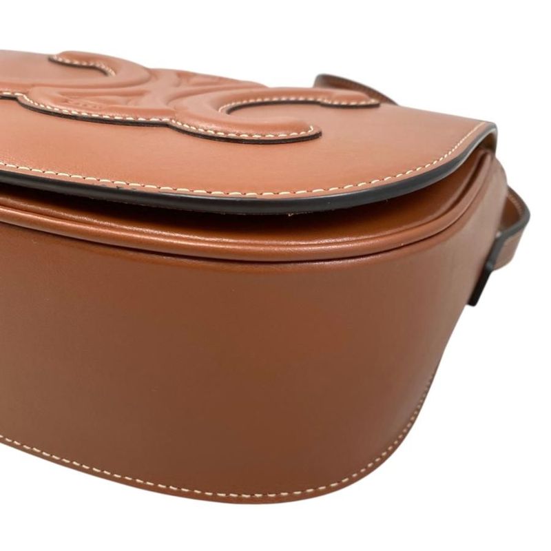 Celine Shoulder Bag Folco Bag 198263du3 Calfskin Cuir Triomphe Tan Brown Gold