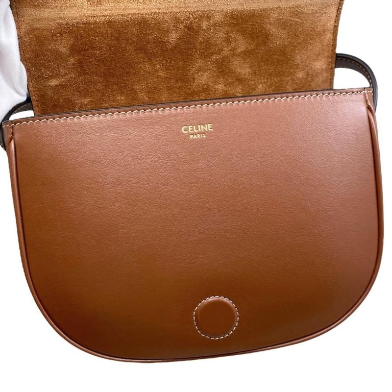Celine Shoulder Bag Folco Bag 198263du3 Calfskin Cuir Triomphe Tan Brown Gold