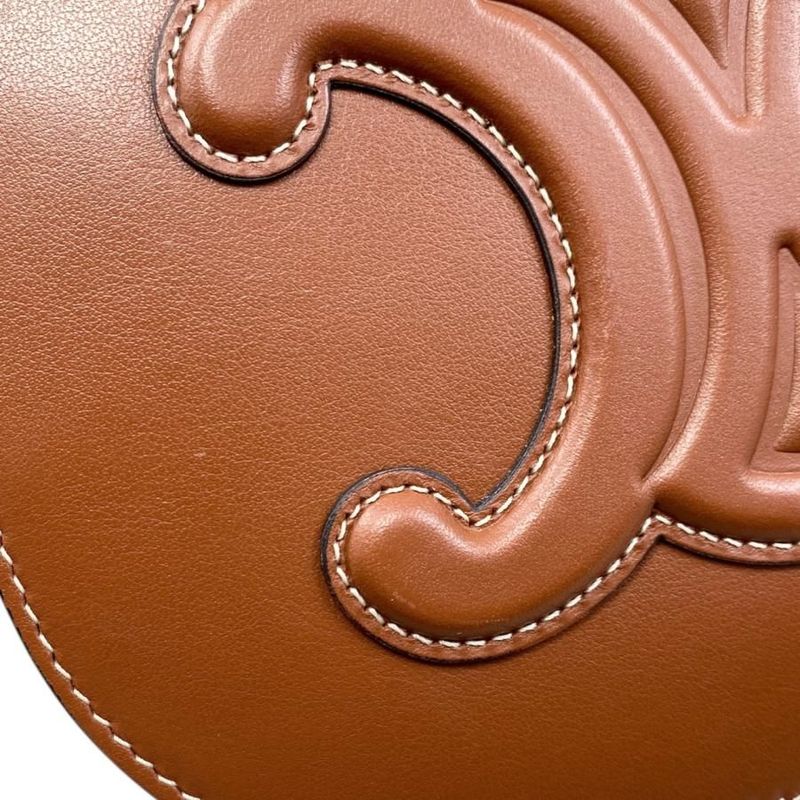 Celine Shoulder Bag Folco Bag 198263du3 Calfskin Cuir Triomphe Tan Brown Gold