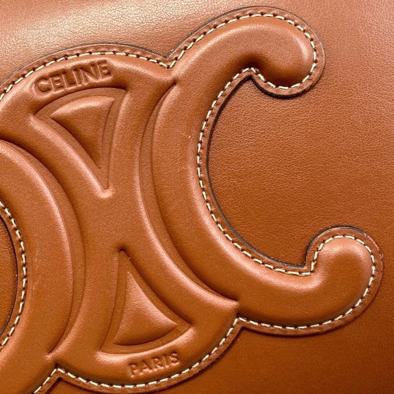 Celine Shoulder Bag Folco Bag 198263du3 Calfskin Cuir Triomphe Tan Brown Gold