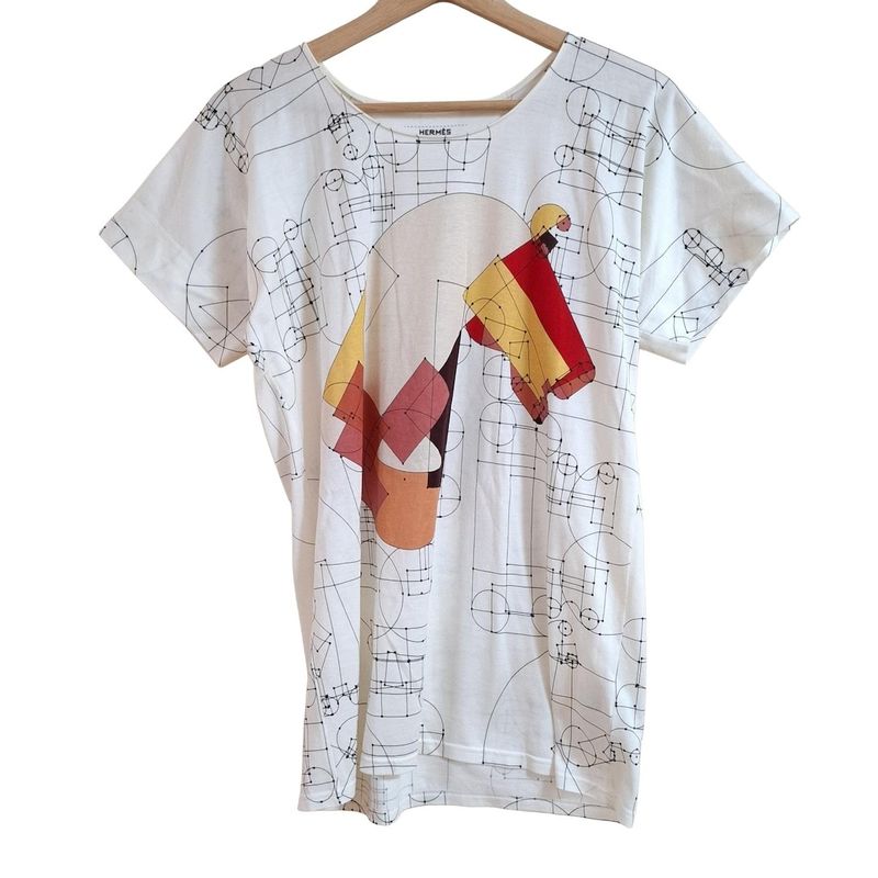 Hermes Short Sleeved T-shirt Size 34 S Women - White X Black X Multi