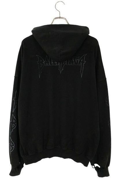 Balenciaga 744462 Tqvx7 Paris Moon Vintage Finish Metal Logo Hoodie Men 1