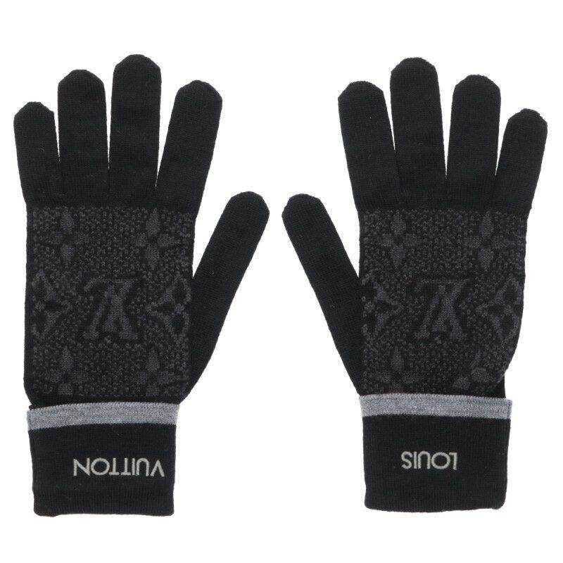 Louis Vuitton M73470 Logo Embroidered Wool Gloves For Men