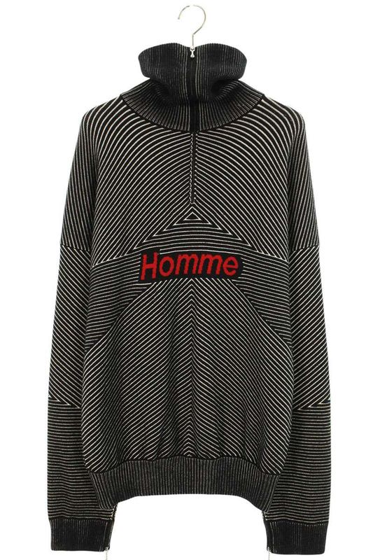 Balenciaga 17AW 485653 T1388 Half Zip Homme Striped Knit Men's XS