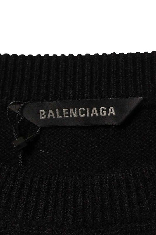 Balenciaga 682004 T4124 Cashmere Crew Neck Knit With Back Logo Embroidery Men's