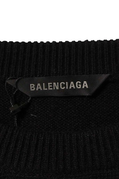 Balenciaga 682004 T4124 Cashmere Crew Neck Knit With Back Logo Embroidery Men's