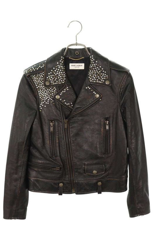 Saint Laurent Paris 503726 Y5rd2 Studded Biker Leather Jacket Women's F38