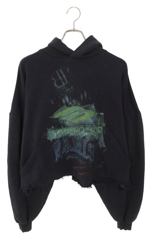 Balenciaga 25SS 783397 Tsvb5 Imprinted Cropped Pullover Hoodie Men 1