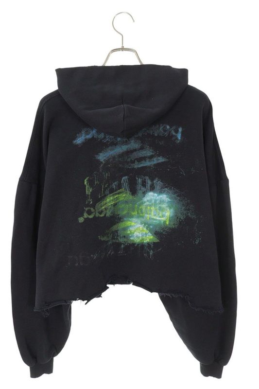 Balenciaga 25SS 783397 Tsvb5 Imprinted Cropped Pullover Hoodie Men 1