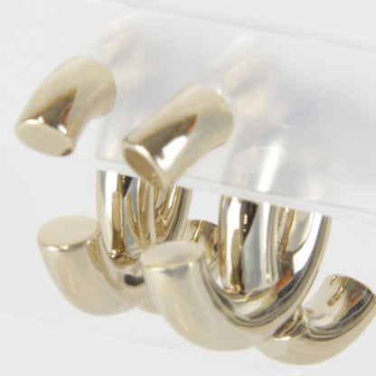 Metal Chanel Coco Mark Earrings Gold Color