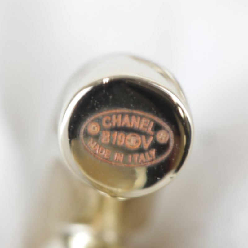 Metal Chanel Coco Mark Earrings Gold Color