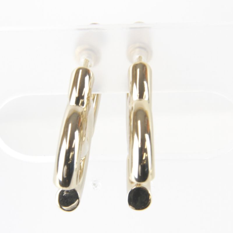 Metal Chanel Coco Mark Earrings Gold Color