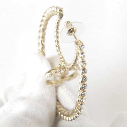 Metal Chanel Pearl/rhinestone Hoop Earrings With Box