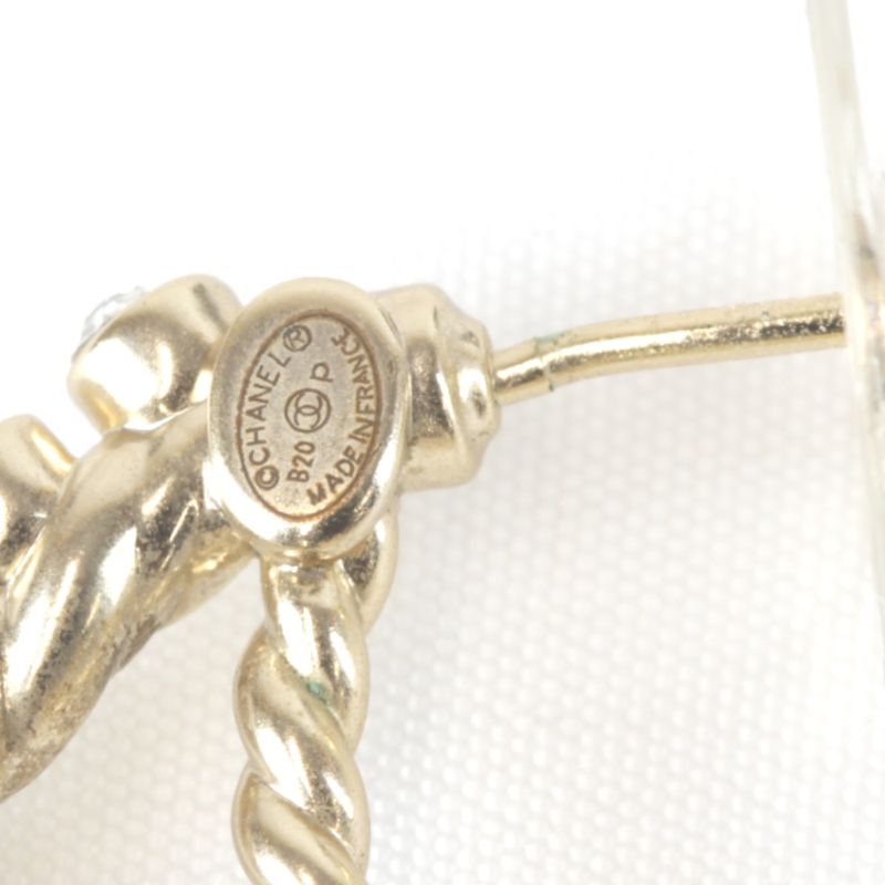 Metal Chanel Pearl/rhinestone Hoop Earrings With Box