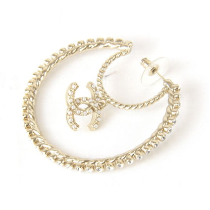 Metal Chanel Pearl/rhinestone Hoop Earrings With Box