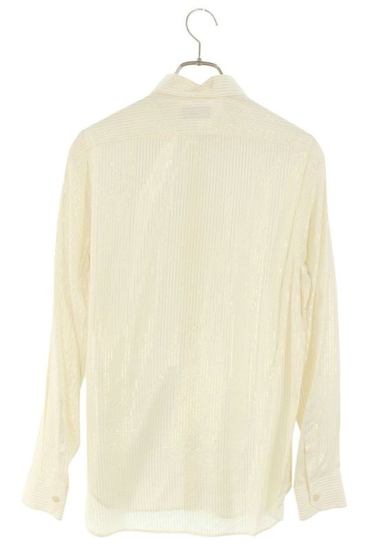 Saint Laurent Paris 646850 Y2e03 Striped Silk Long Sleeve Shirt Men 37