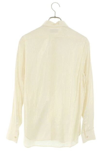 Saint Laurent Paris 646850 Y2e03 Striped Silk Long Sleeve Shirt Men 37