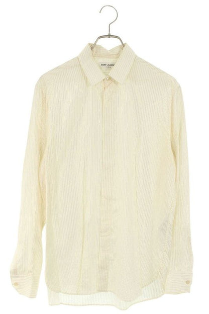 Saint Laurent Paris 646850 Y2e03 Striped Silk Long Sleeve Shirt Men 37