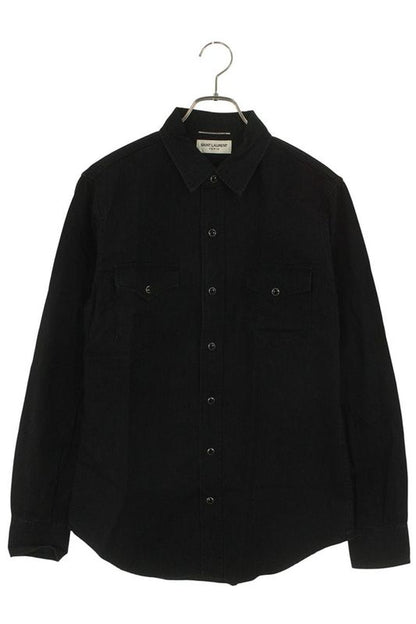 Saint Laurent Paris 407715 Y889l Denim Western Long Sleeve Shirt Men's S